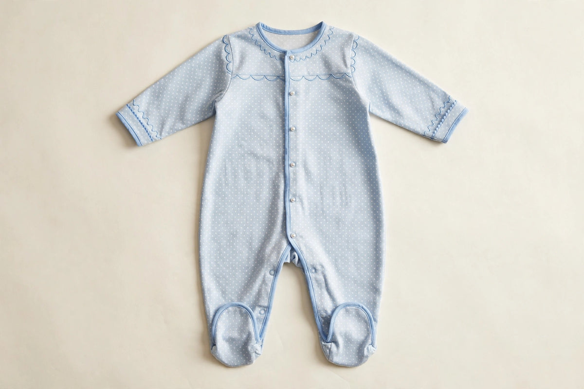 Blue Dot Baby Footed Pajamas