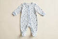 Blue Floral Print Footed Sleeper