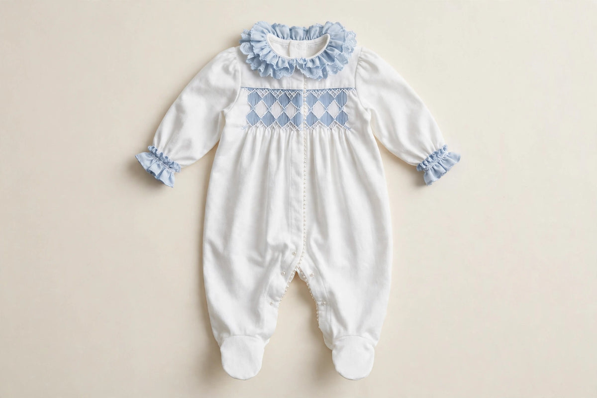 Blue Smocked Footed Sleeper