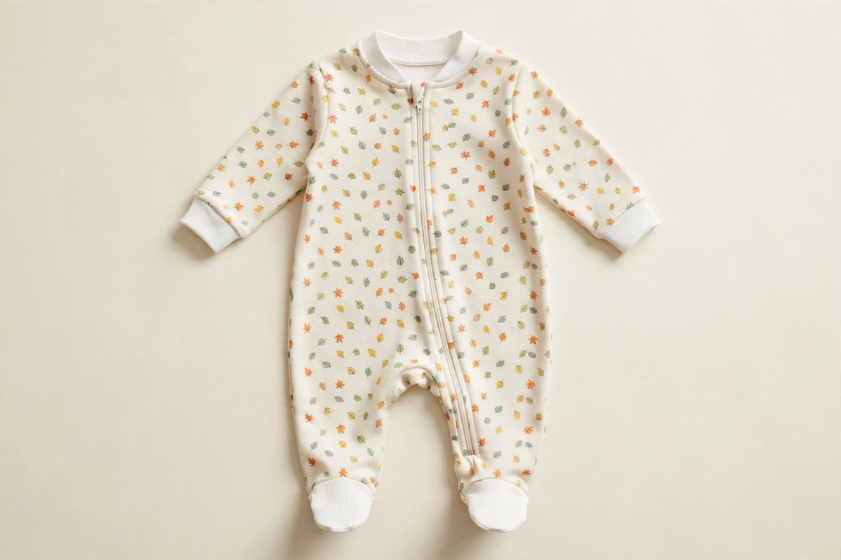Fall Leaf Print Footed Sleeper