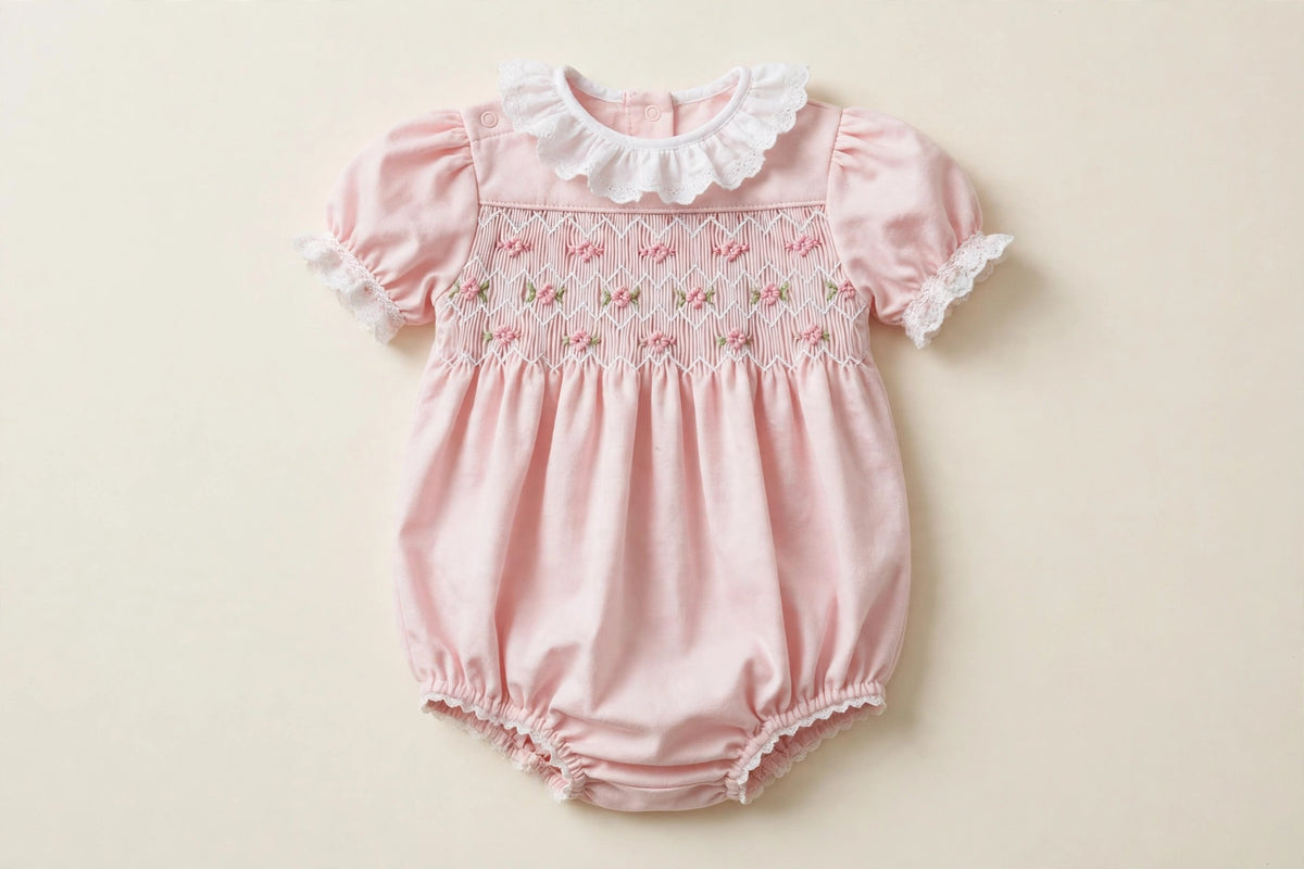 Pink Smocked Baby Bubble