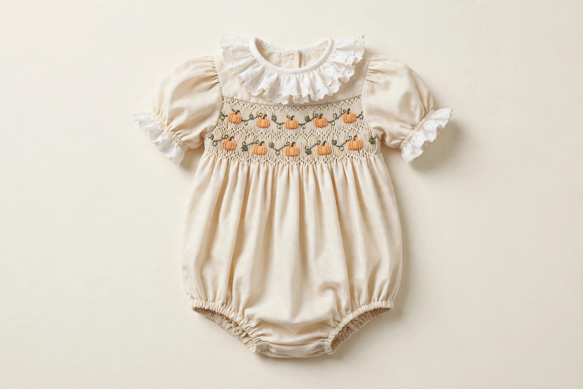 Smocked Pumpkin Baby Bubble