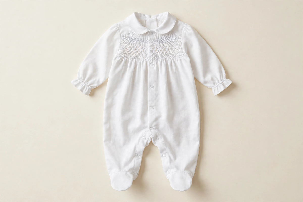White Smocked Footed Sleeper