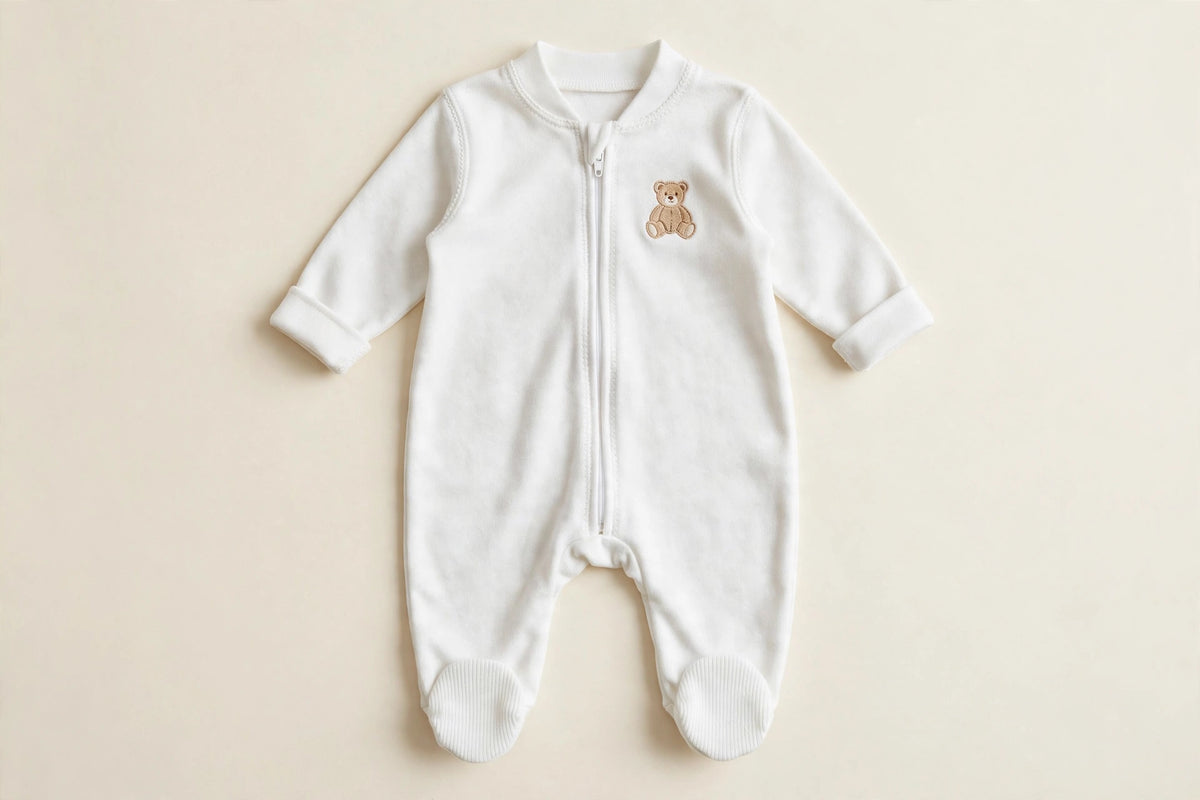 White Teddy Bear Footed Sleeper